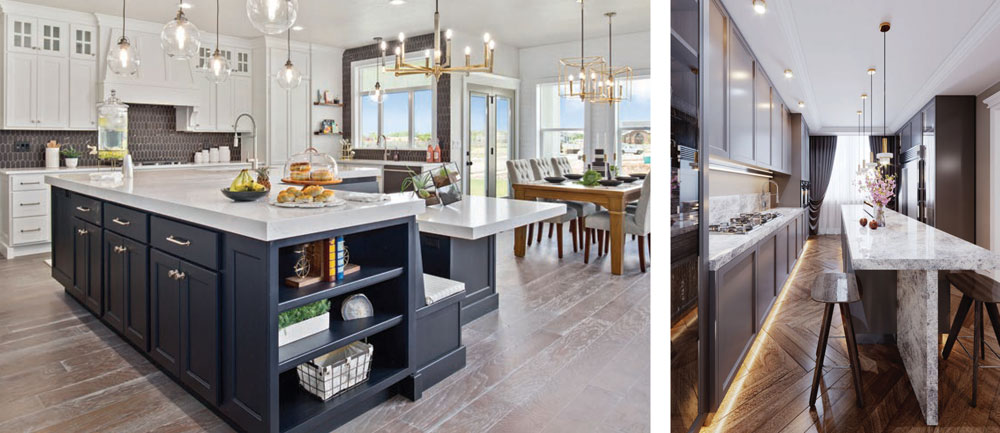 Large kitchen island with clearance seating and storage